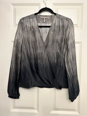 Halston Heritage Silk Wrap Top M